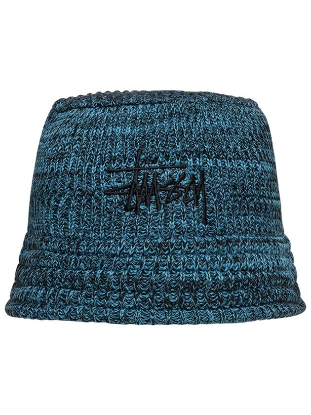 Embroidered Logo Marl Knit Bucket Hat Blue - STUSSY - BALAAN 2