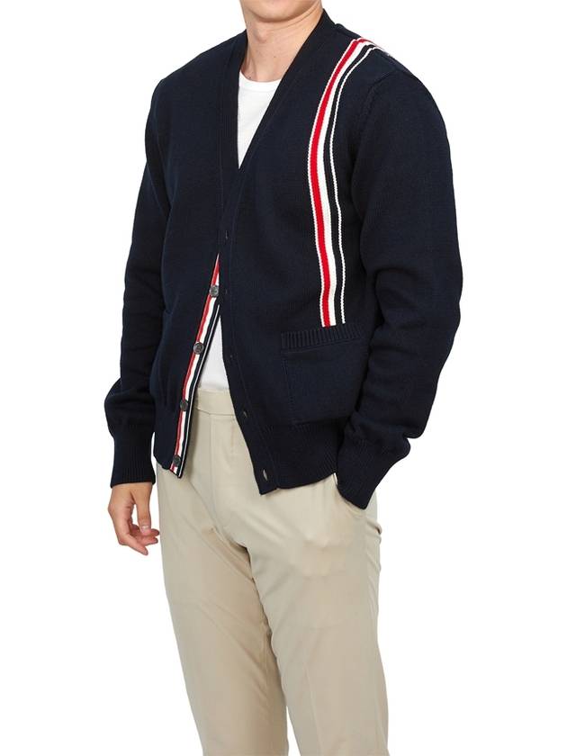 RWB Striped Intarsia Cotton Cardigan Navy - THOM BROWNE - BALAAN 6