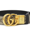 GG Marmont Supreme Canvas Leather Reversible Belt Beige Black - GUCCI - BALAAN 7