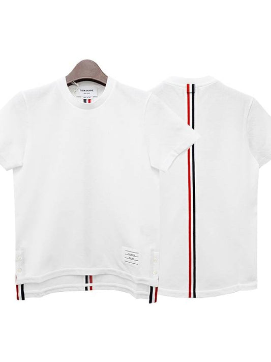 Center Back Stripe Classic Cotton Pique Relaxed Fit Short Sleeve T-Shirt White - THOM BROWNE - BALAAN 2