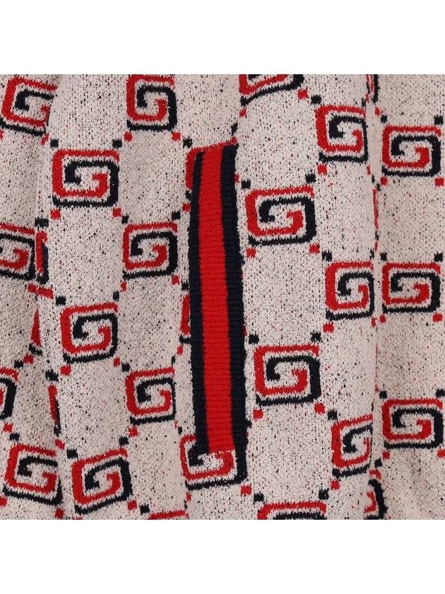 GG Cotton Jacquard Zipper Cardigan Ivory Red - GUCCI - BALAAN 6