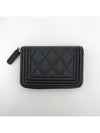 Boy Vintage Silver Hardware Quilted Caviar Zipper Card Wallet Black - CHANEL - BALAAN 3