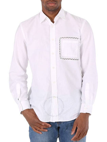 Burberry Optic White Cotton Poplin Classic Fit Lace Detail Oxford Shirt, Brand Size 40 (Neck Size 15.75") - BURBERRY - BALAAN 1