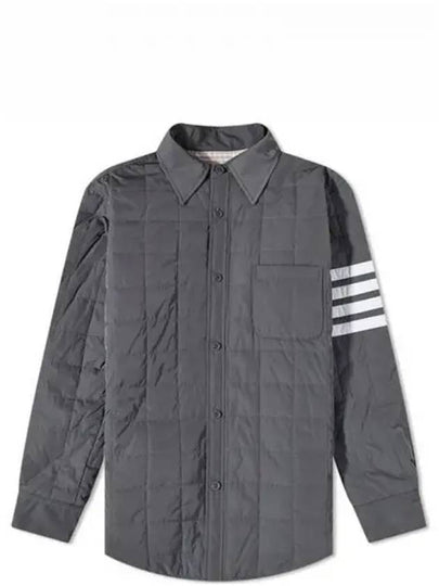 4 Bar Poly Twill Down Shirt Jacket Grey - THOM BROWNE - BALAAN 2