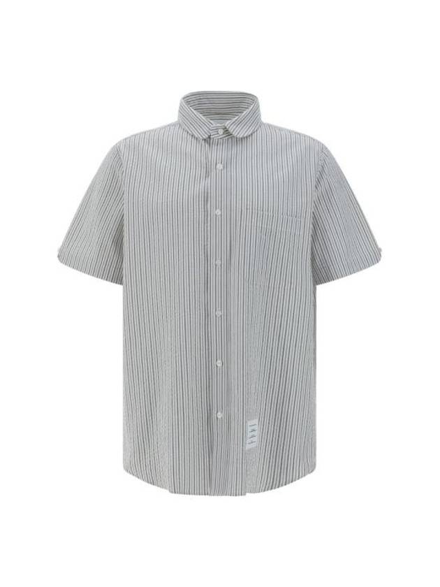 Men's Striped Short Sleeve Shirt White - THOM BROWNE - BALAAN 2