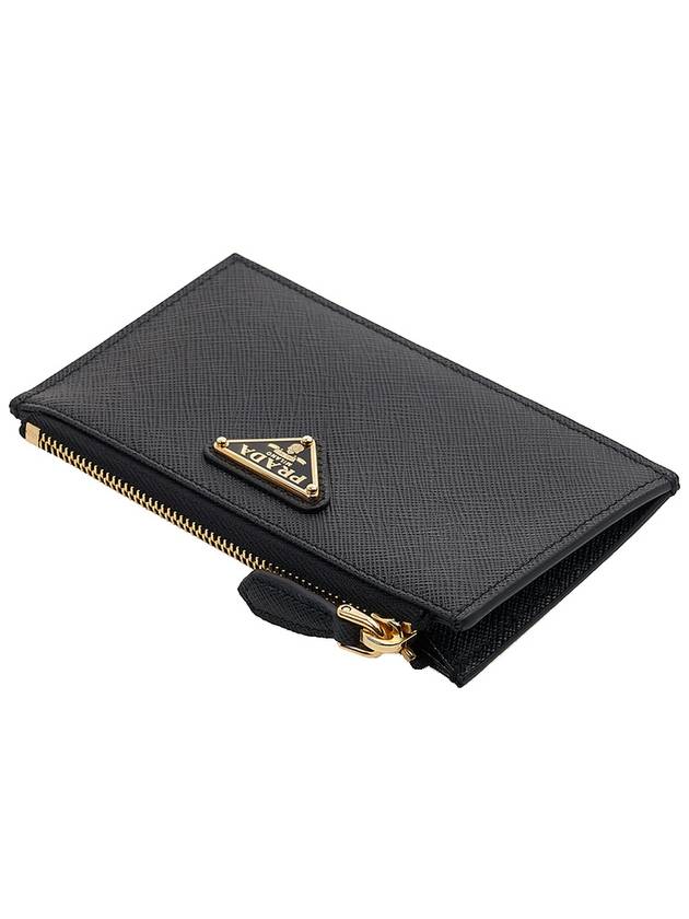 Saffiano Leather Card Wallet Black Silver - PRADA - BALAAN 5