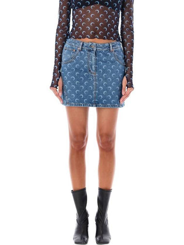 Marine Serre Moon Denim Mini Skirt - MARINE SERRE - BALAAN 1