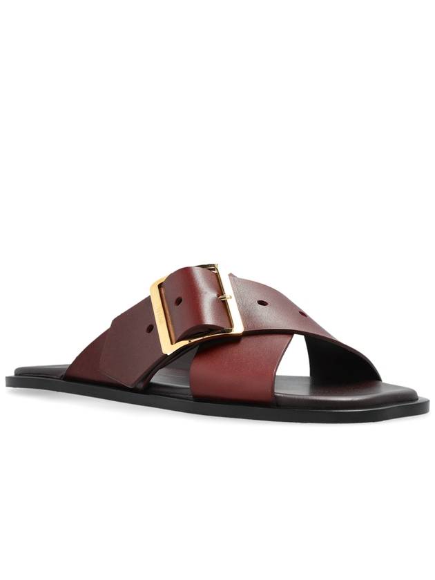 Loewe Leather Slides, Women's, Burgundy - LOEWE - BALAAN 4