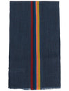 Striped Fringe Wool Silk Muffler Navy - PAUL SMITH - BALAAN 2