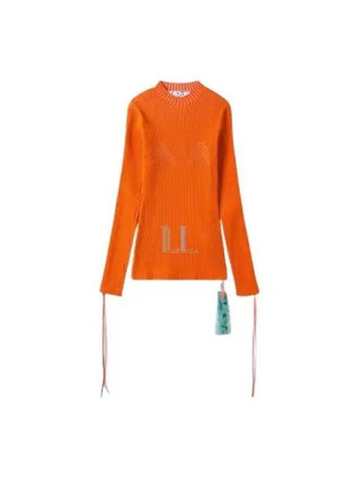 Lace-Up Cut-Out Sleeve Rib Knit Top Orange - OFF WHITE - BALAAN 2