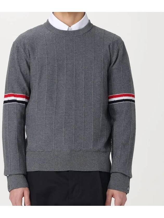 Men's Wool Relaxed Pullover Knit Top Med Grey - THOM BROWNE - BALAAN 3