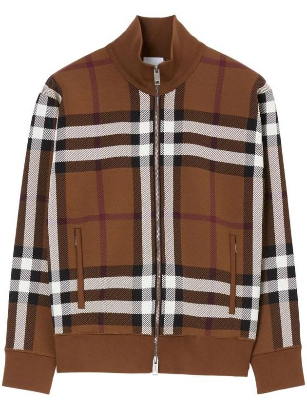 Check Print Zip-Up Jacket Brown - BURBERRY - BALAAN 1