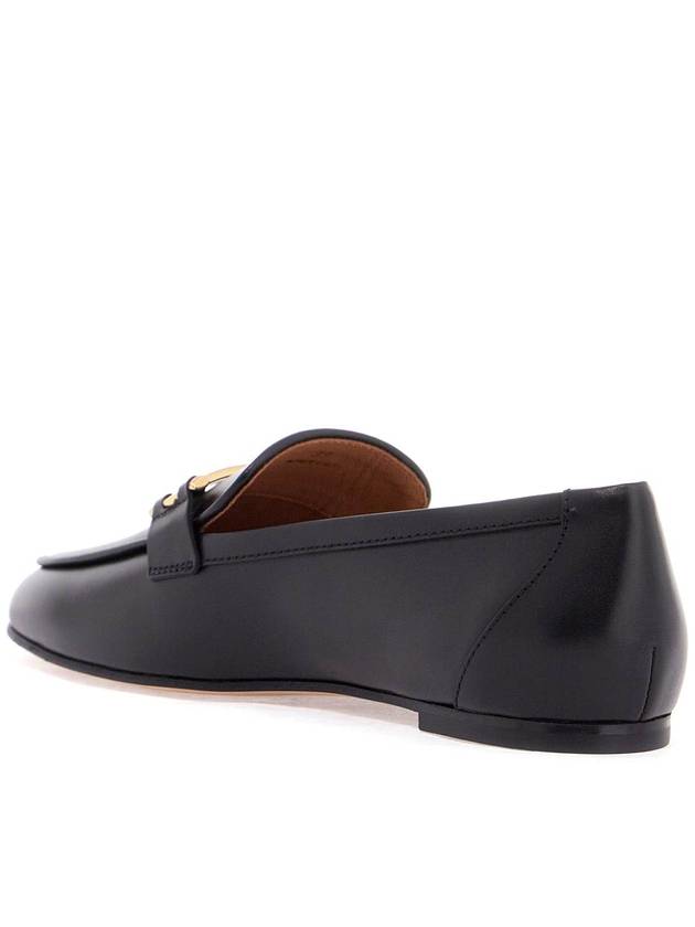 black calfskin women's loafers with metallic band - TOD'S - BALAAN 3