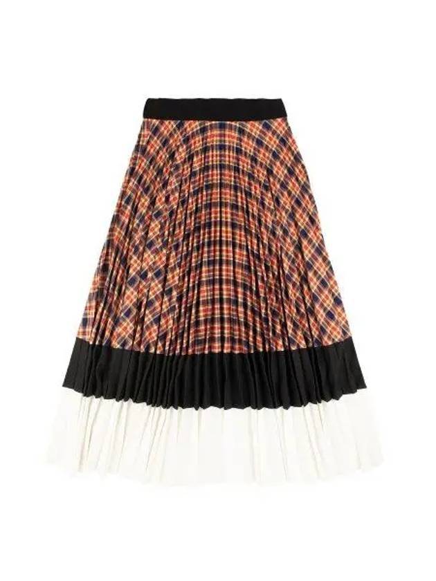 Women's Check Accordion Pleated Skirt Red - PEOPLE OF THE WORLD - BALAAN 1