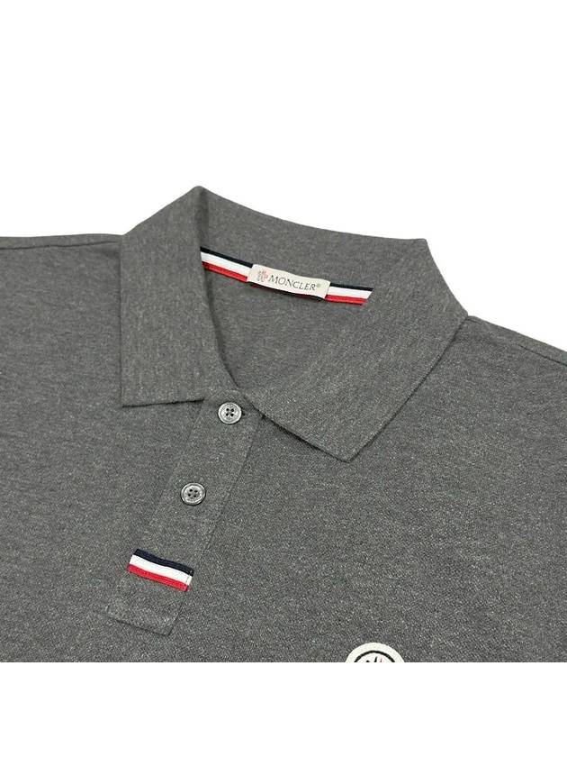 Logo Patch Short Sleeve Polo Shirt Grey - MONCLER - BALAAN 3