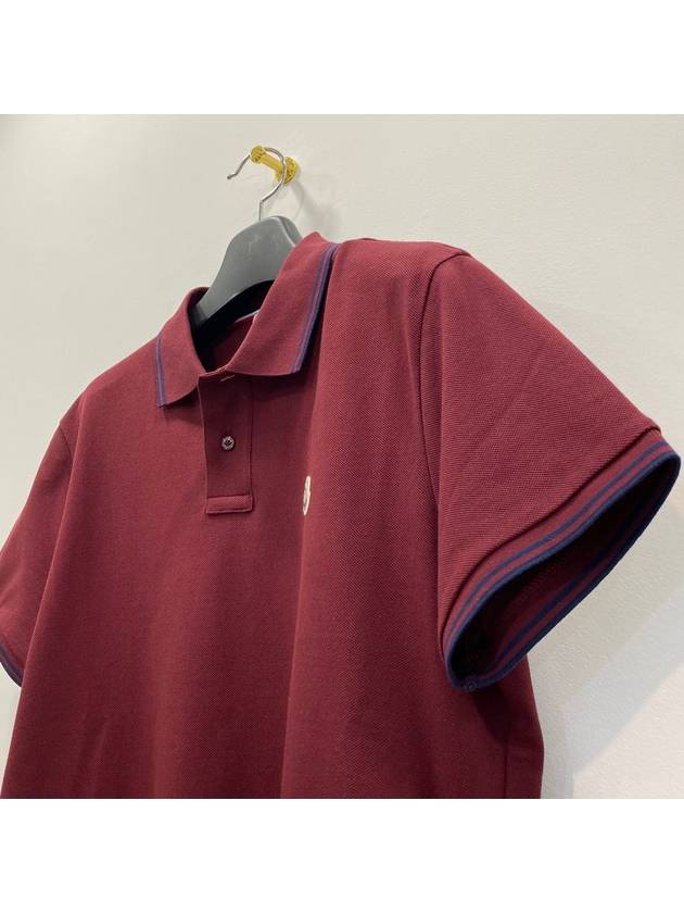 Men's Logo Patch Collar Point PK Shirt Burgundy - MONCLER - BALAAN.