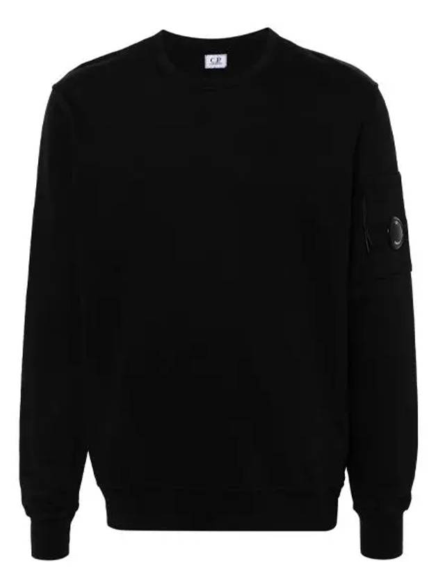 Light Fleece Crew Neck Sweatshirt Black - CP COMPANY - BALAAN 3