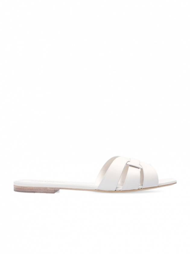 Tribute Smooth Leather Mules White - SAINT LAURENT - BALAAN 5