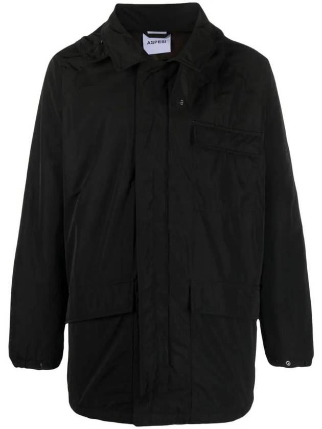 Pocket Hooded Jacket Black - ASPESI - BALAAN 1