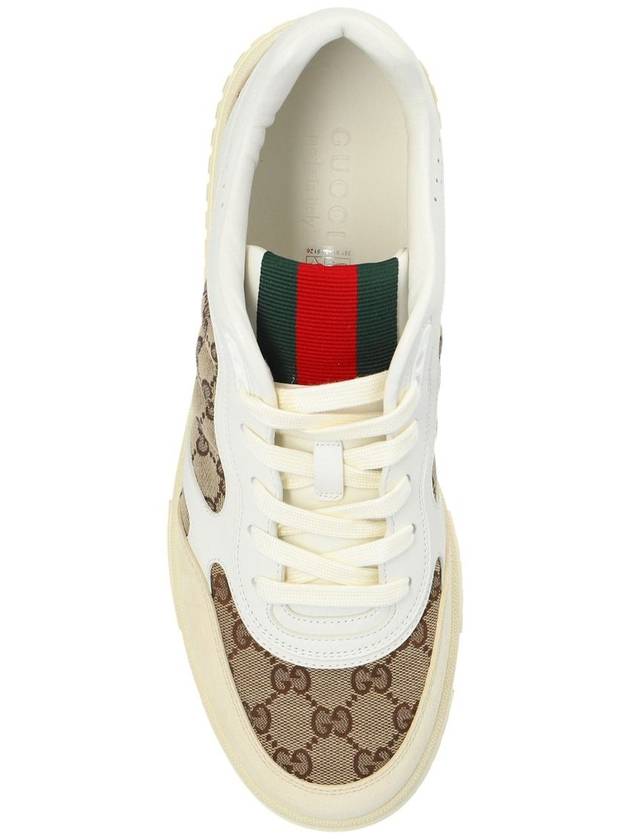 Men's Reweb Original GG Canvas Low Top Sneakers Beige White - GUCCI - BALAAN 7