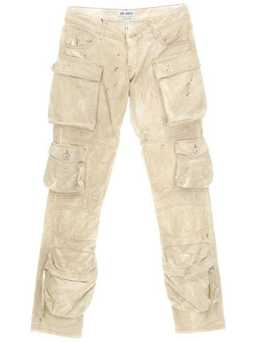 'Essie' Beige Low Waisted Jeans With Cargo Pockets And Logo Embroidery In Cotton Denim Woman - THE ATTICO - BALAAN 1