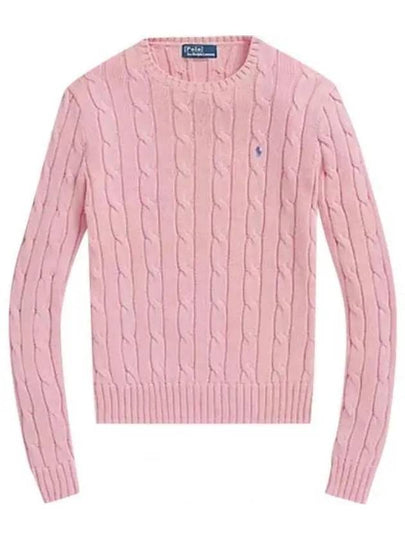 Embroidered Logo Pony Cable Knit Top Pink - POLO RALPH LAUREN - BALAAN 2