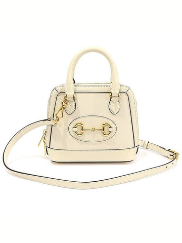 640716 White Leather Horsebit 1955 Mini Top Handle Bag 2WAY - GUCCI - BALAAN 1