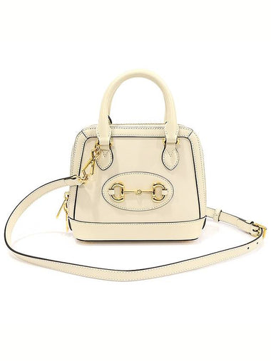 640716 White Leather Horsebit 1955 Mini Top Handle Bag 2WAY - GUCCI - BALAAN 1