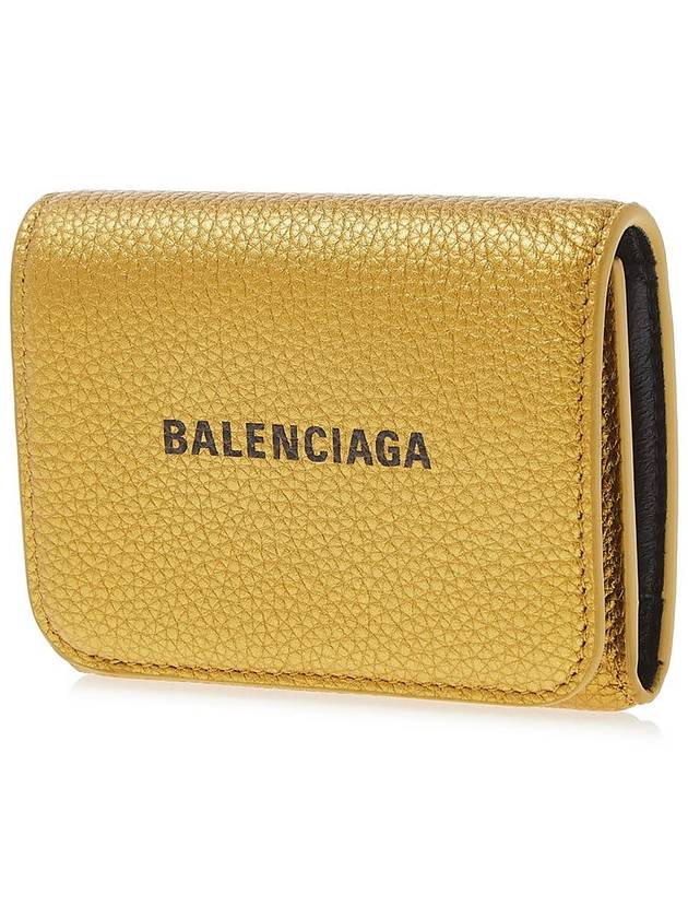 logo tri-fold card wallet gold - BALENCIAGA - BALAAN.