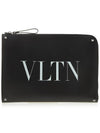 VLTN Logo Rockstud Clutch Bag Black - VALENTINO - BALAAN 2