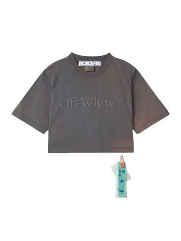 Laundry Logo Crop Short Sleeve T Shirt Brown Gray Tee - OFF WHITE - BALAAN 1