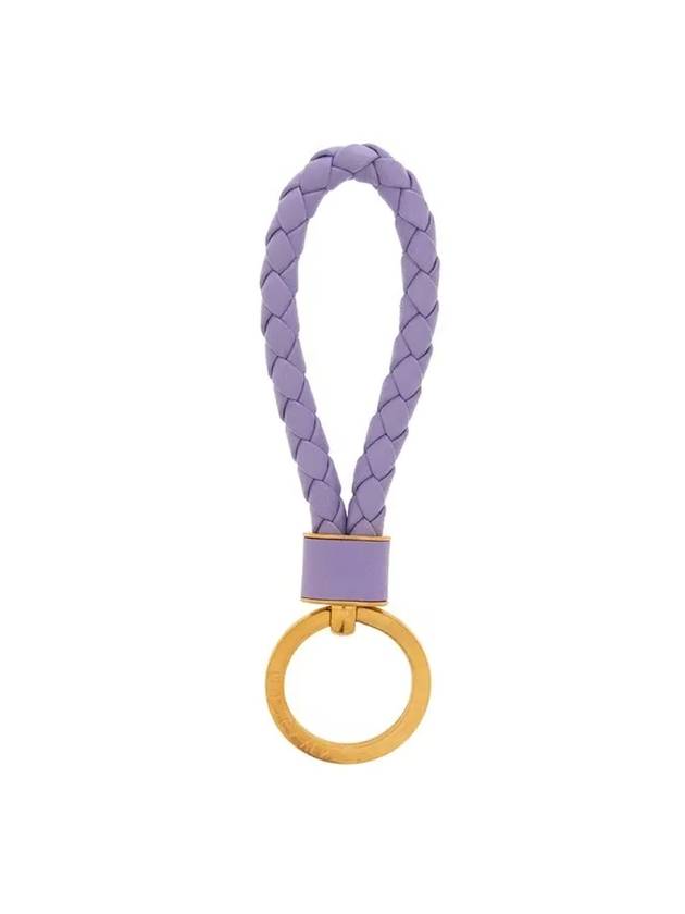 Intrecciato Lambskin Key Holder Purple - BOTTEGA VENETA - BALAAN 1