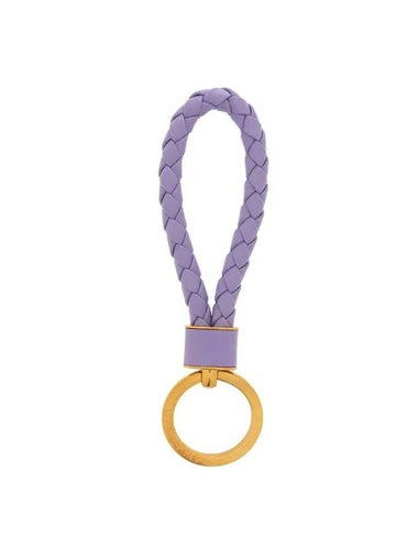 Intrecciato Lambskin Key Holder Purple - BOTTEGA VENETA - BALAAN 1