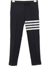 Women's Diagonal Armband Classic Wool Straight Pants Navy - THOM BROWNE - BALAAN.