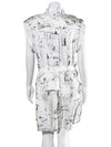 Women's OffWhite Black Print Short Pocket Silk OnePiece Dress - BURBERRY - BALAAN 3