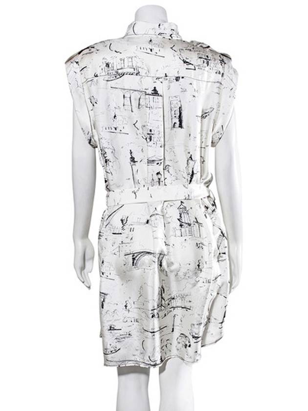 Women's OffWhite Black Print Short Pocket Silk OnePiece Dress - BURBERRY - BALAAN 3