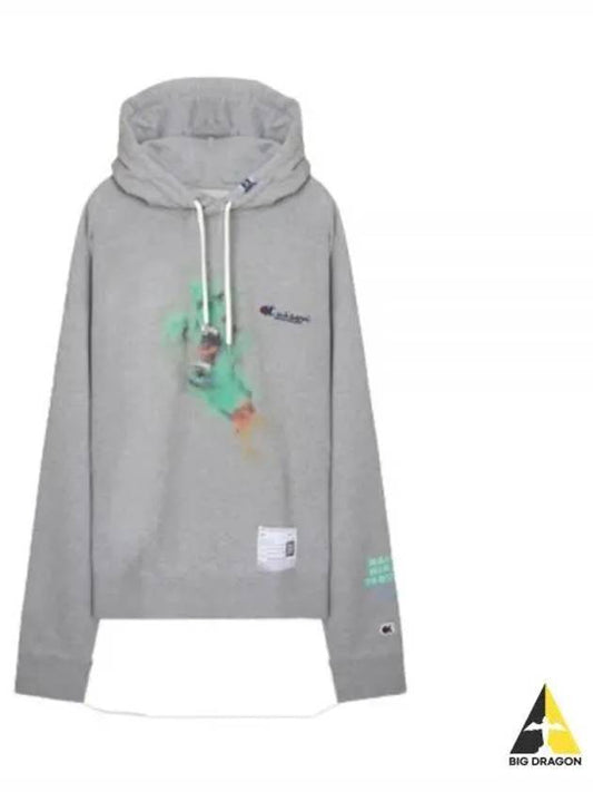 Graphic Print Cotton Hoodie Grey - MIHARA YASUHIRO - BALAAN 2