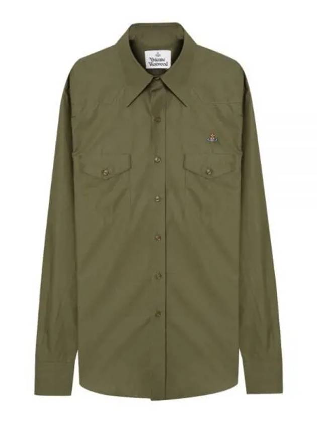 ORB Logo Cotton Long Sleeve Shirt Olive - VIVIENNE WESTWOOD - BALAAN 2