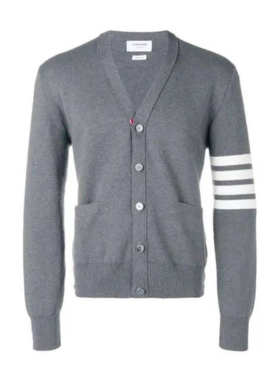 Milano Stitch 4-Bar Cardigan Medium Grey - THOM BROWNE - BALAAN 2