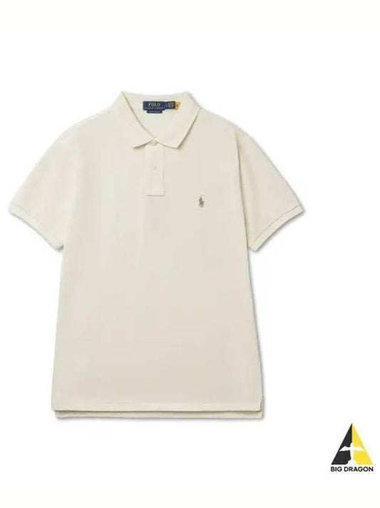 Custom Slim Fit Mesh Polo Shirt Natural - POLO RALPH LAUREN - BALAAN 1