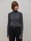 Warmer Angora High Neck Top Charcoal - RYUL+WAI: - BALAAN 1