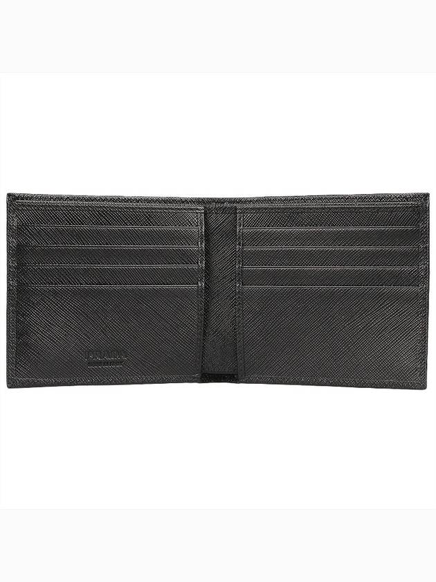 Triangle Logo Saffiano Half Wallet Black - PRADA - BALAAN 5