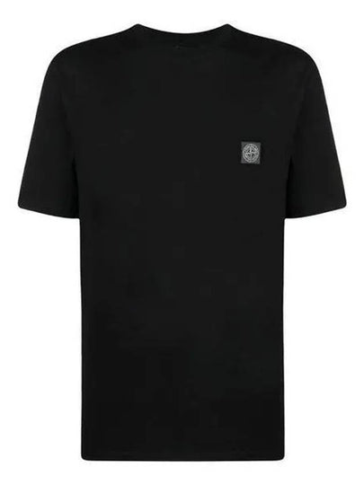 Pisato Effect Logo Patch Short Sleeve T-Shirt Black - STONE ISLAND - BALAAN 2