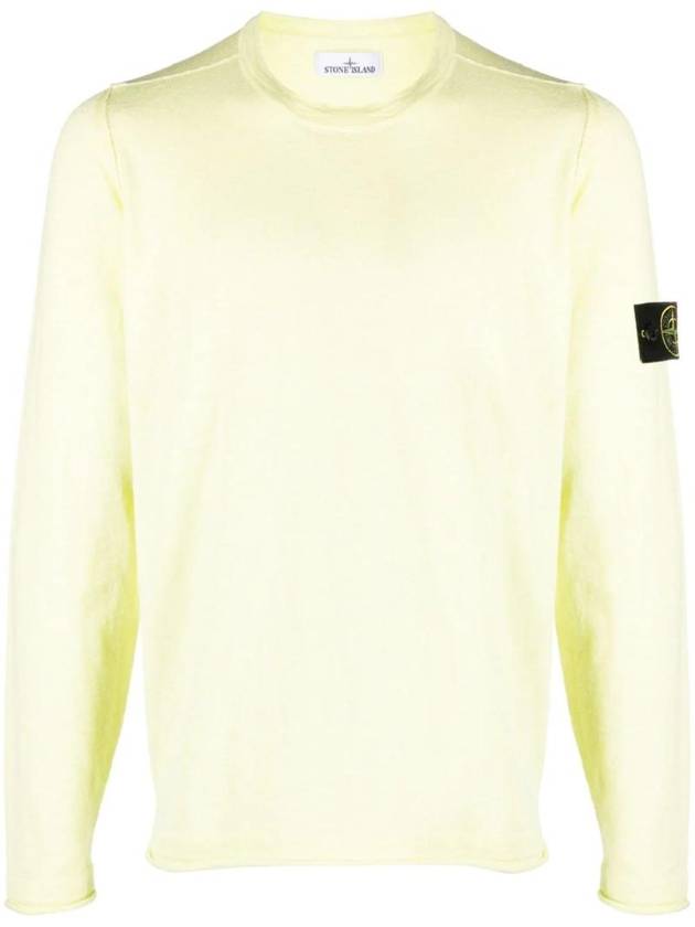 Compass Badge Ribbed Cotton Knit Top Lemon - STONE ISLAND - BALAAN 1