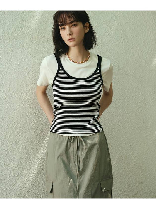 _STRIPE CROP KNIT SLEEVELESS TOP BLACK - THE GREEN LAB - BALAAN 2