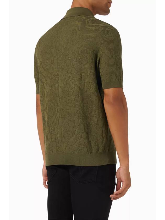 Barocco Knit Polo Shirt Green - VERSACE - BALAAN 4