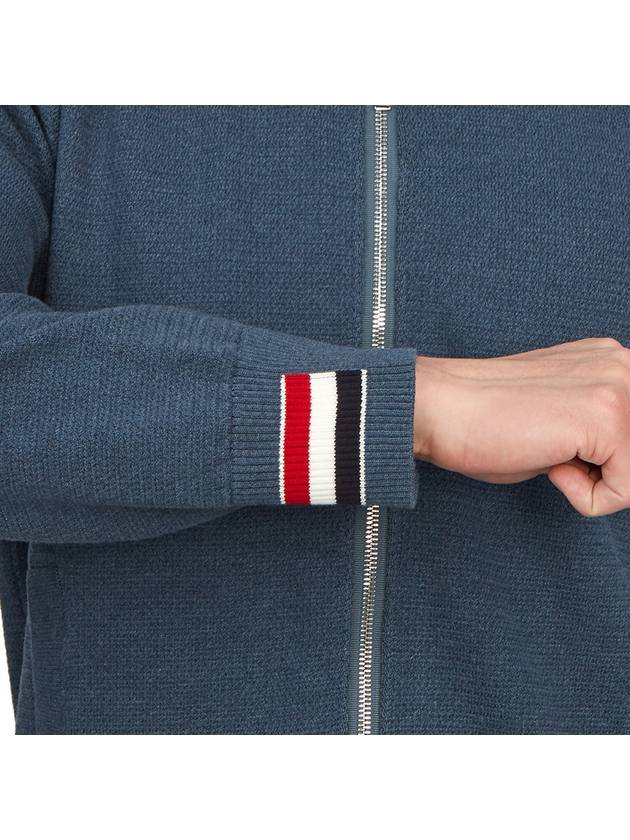 Textured Striped Cotton Bomber Jacket Blue - THOM BROWNE - BALAAN 10