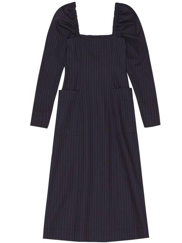 Stretch Striped Fitted Midi Dress Black - GANNI - BALAAN 3