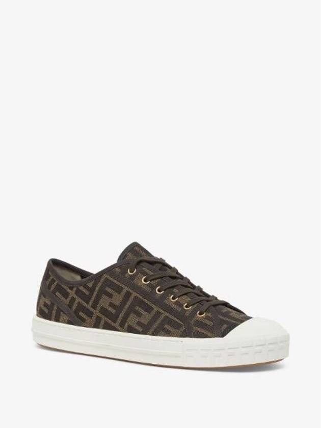 FF Motif Jacquard Low-Top Sneakers Brown - FENDI - BALAAN 3