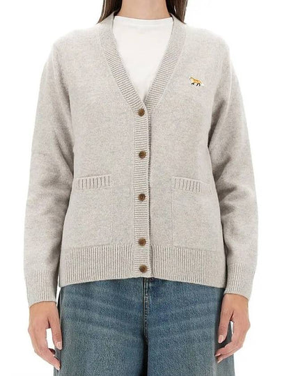 Baby Fox Patch Boxy Cardigan Light Grey Melange - MAISON KITSUNE - BALAAN 2